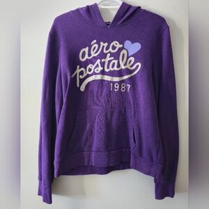 Aeropostale Women’s Purple Hoodie XL Pullover Sweatshirt Logo 1987